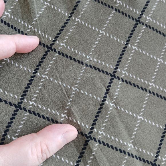 Annabelle Olive Plaid Print Blouse XS V-neck boho tunic 3/4 bell ruffle sleeve - Picture 10 of 11